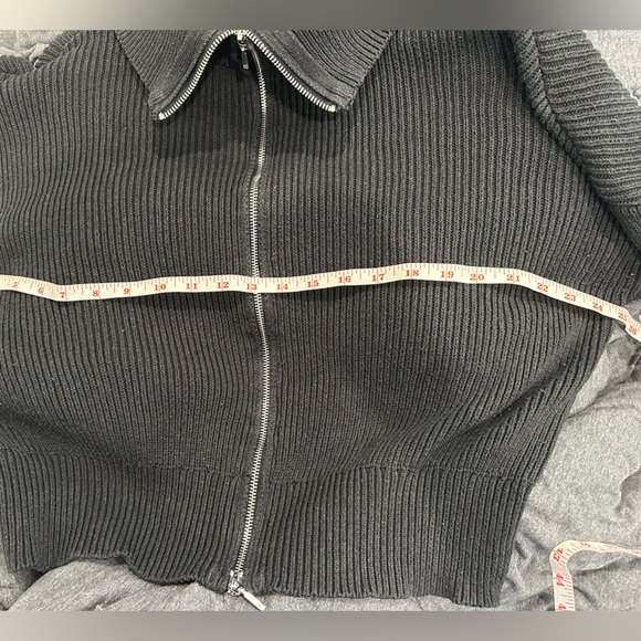 Abercrombie & Fitch zip up ribbed sweater cardigan jacket black medium - Picture 6 of 6